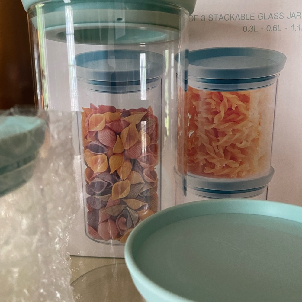 Godinger Stackable Glass Storage Containers 3 Sizes - NEW in Box - Picture 3 of 3